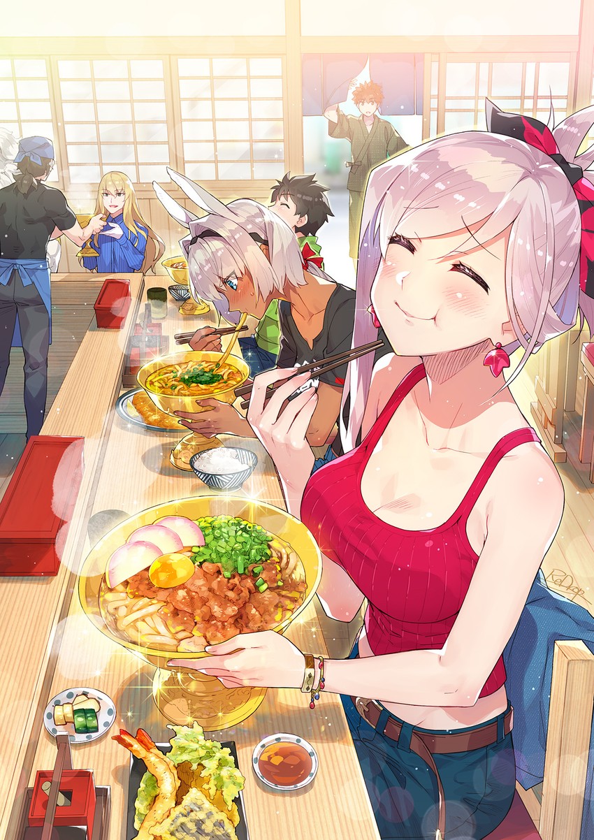 fujimaru ritsuka, emiya shirou, miyamoto musashi, kotomine kirei, caenis, and 4 more (fate and 1 more) drawn by redrop