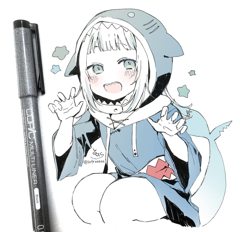 gawr gura (hololive and 1 more) drawn by sofra