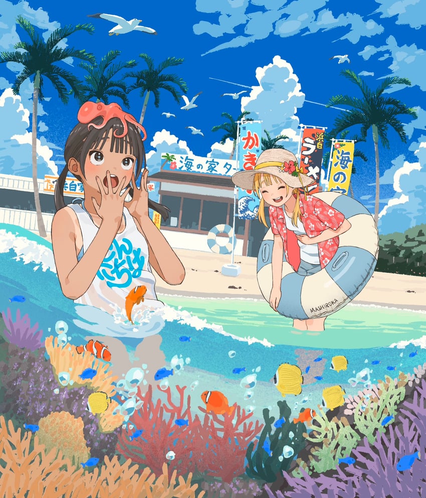 hatsuura tsuna and hoshi nika (original) drawn by mashiro_ka
