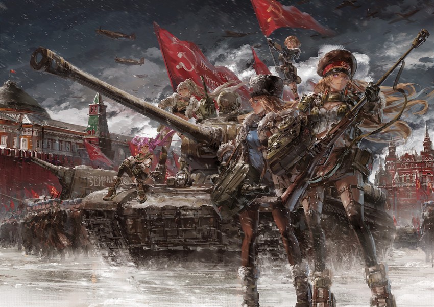 zoya zhukova, suzanne petrova, sophia malinovskaya, natalia borisova, and lena tolubka (panzer waltz) drawn by stu_dts