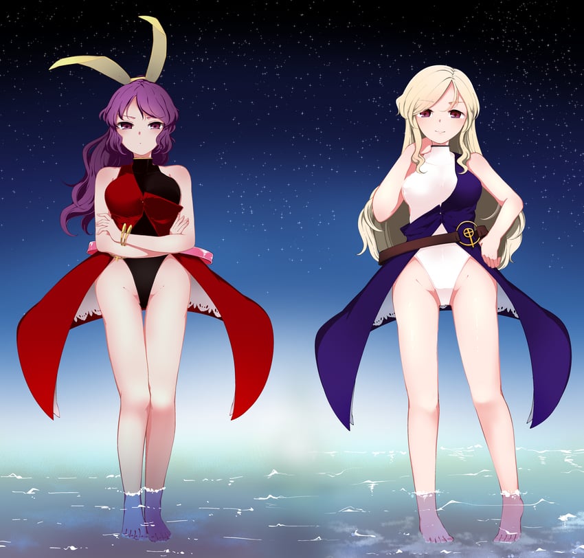 watatsuki no yorihime and watatsuki no toyohime (touhou) drawn by kaisenpurin