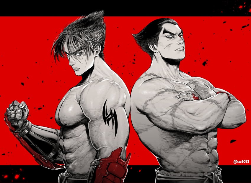 kazama jin and mishima kazuya (tekken) drawn by chiwa_(cw1021)