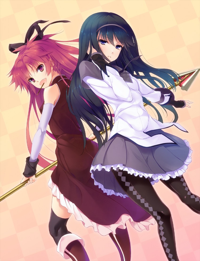 akemi homura and sakura kyoko (mahou shoujo madoka magica) drawn by matsukawa_(pale_scarlet)
