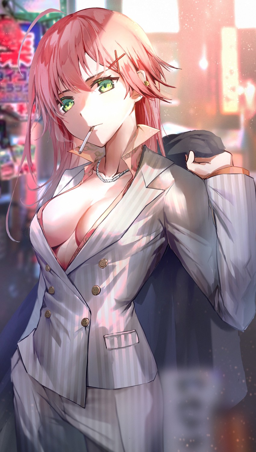 sakura miko and kiryu kazuma (hololive and 2 more) drawn by lims_(neko2lims)