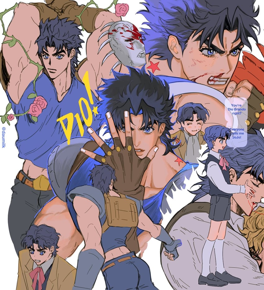 dio brando and jonathan joestar (jojo no kimyou na bouken and 1 more) drawn by shuaitofu