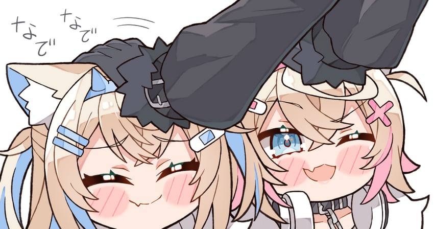 nerissa ravencroft, fuwawa abyssgard, and mococo abyssgard (hololive and 1 more) drawn by kukie-nyan