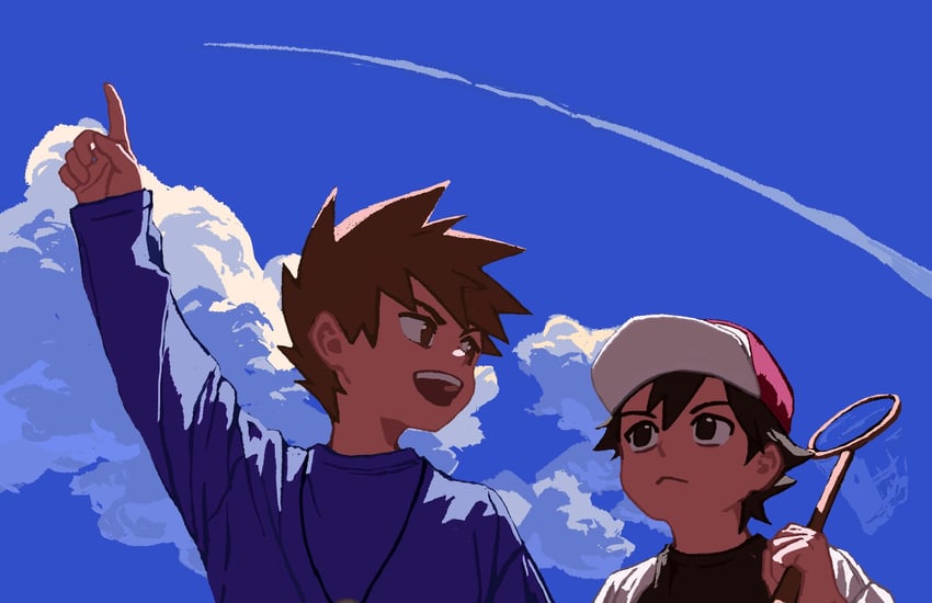 red and blue oak (pokemon and 1 more) drawn by tangi_ver
