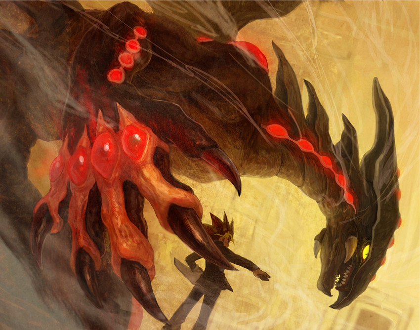 muto yugi and gandora the dragon of destruction (yu-gi-oh! and 1 more) drawn by yuza