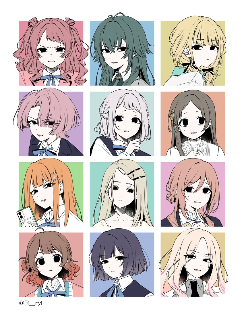 shinosawa hiro, fujita kotone, hanami ume, hanami saki, tsukimura temari, and 7 more (idolmaster and 1 more) drawn by ryi5661124