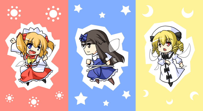 star sapphire, luna child, and sunny milk (touhou) drawn by urushi