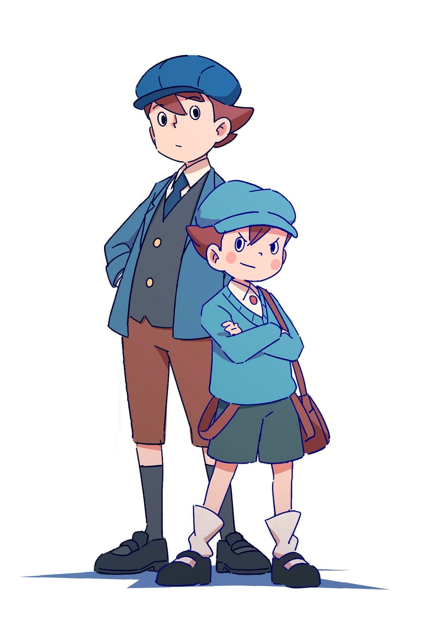 luke triton and future luke (professor layton and 1 more) drawn by bleu_calire