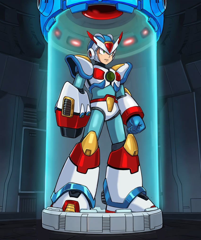 x and third armor x (mega man and 2 more) drawn by dauntedx