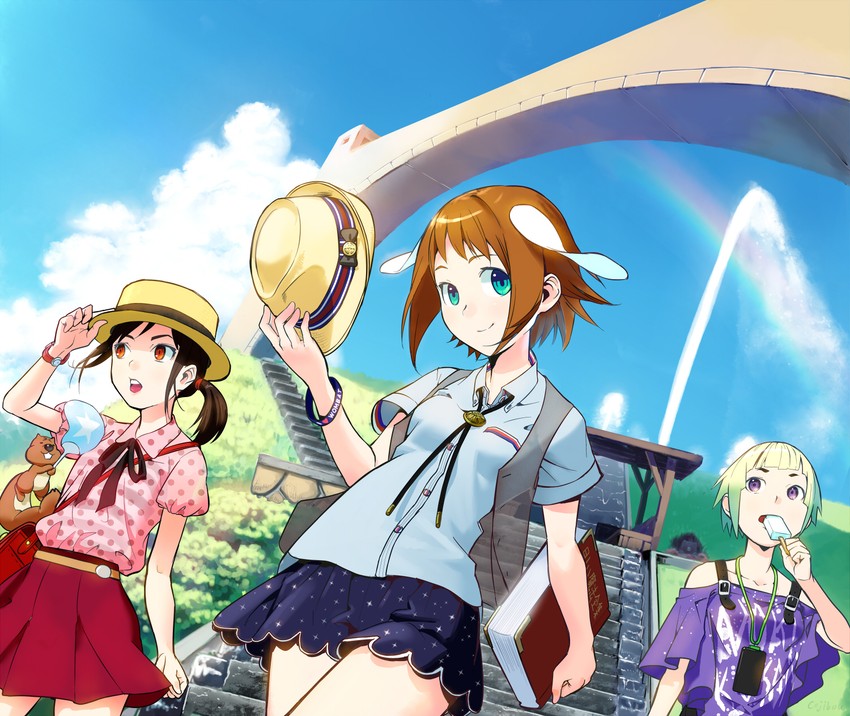 minamimi-san, astella-san, and nokiko-san (original) drawn by cojibou