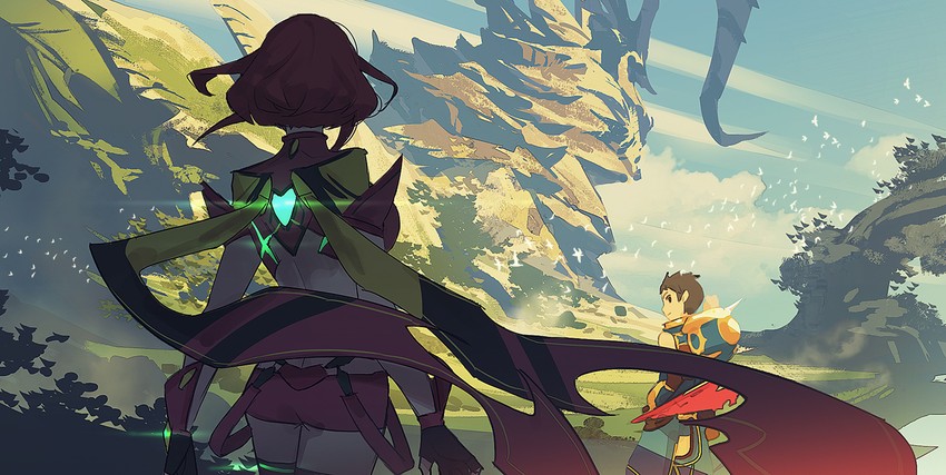 pyra and rex (xenoblade chronicles and 1 more) drawn by midoriimo_(9ne8n)