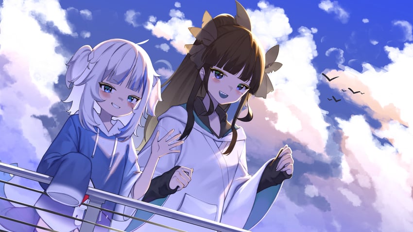 gawr gura and artemis of the blue (hololive and 2 more) drawn by sbgu