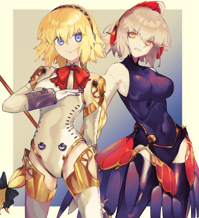 jeanne d'arc alter, jeanne d'arc, aigis, metis, and sakamoto maaya (fate and 4 more) drawn by minako_larima