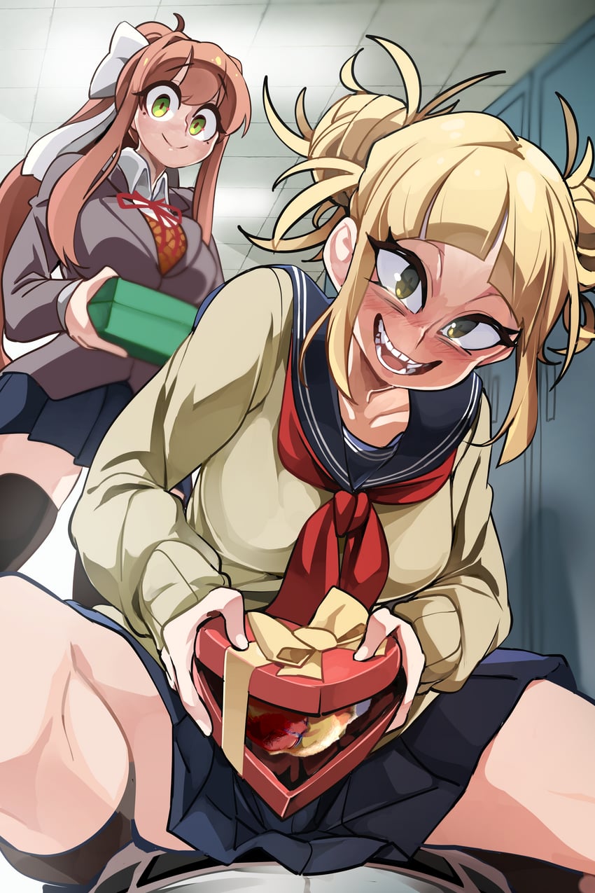 toga himiko and monika (boku no hero academia and 1 more) drawn by bongfill