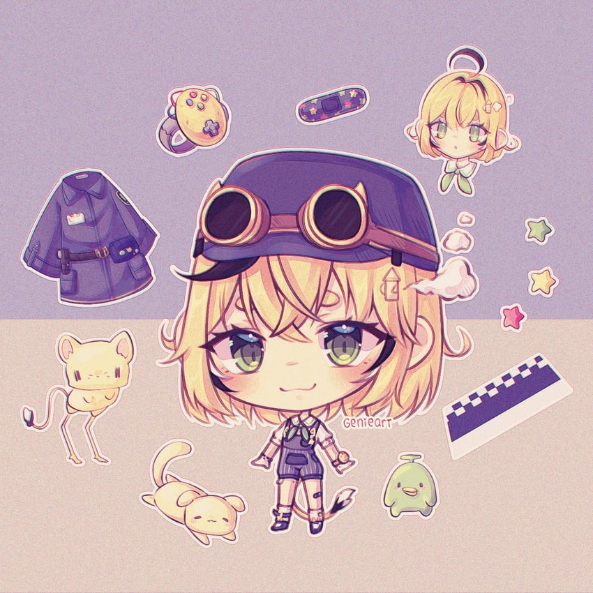 kippu, bubbles, and dooby (indie virtual youtuber) drawn by genieart