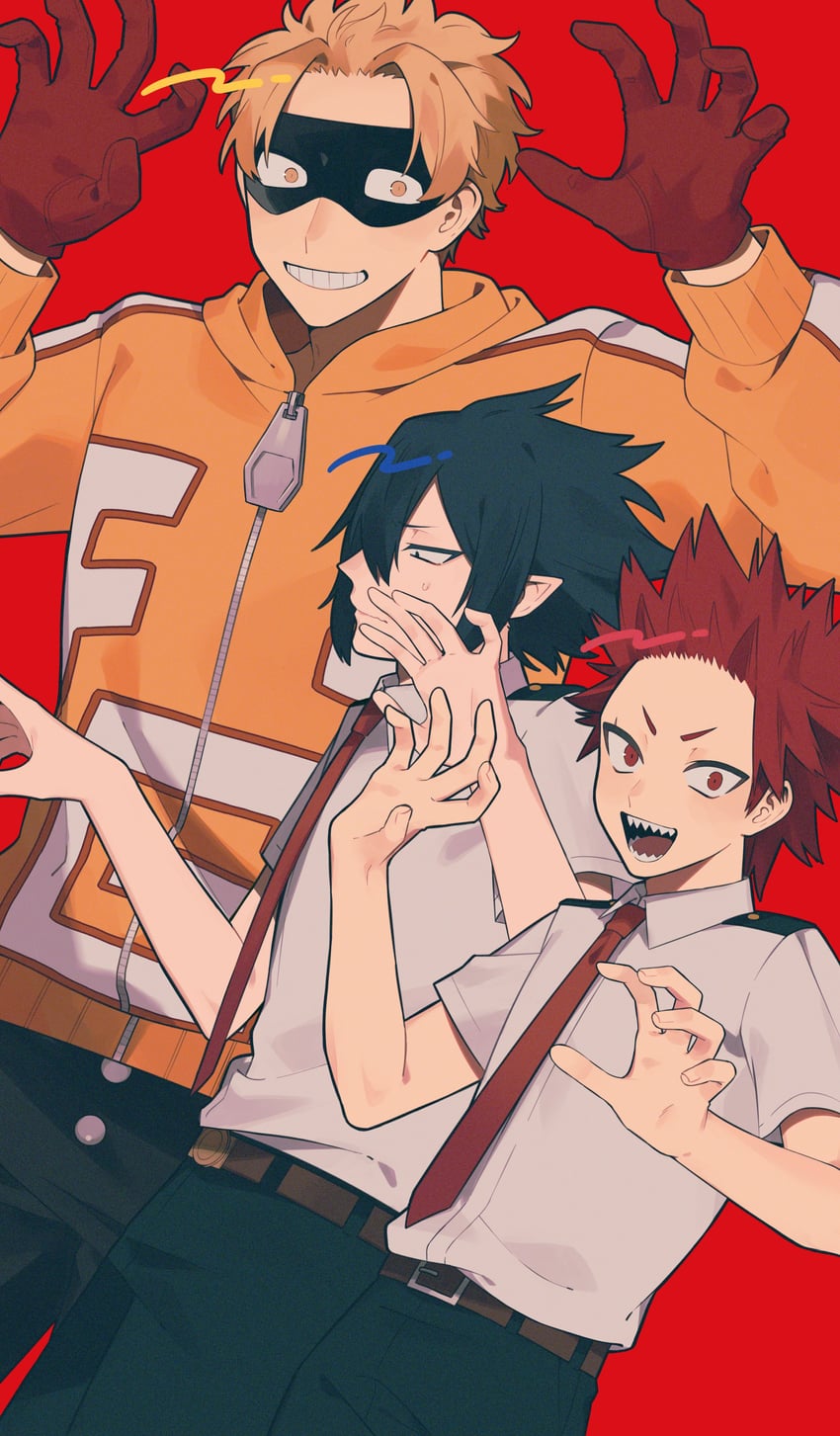 kirishima eijiro, amajiki tamaki, and fat gum (boku no hero academia) drawn by yo_sd3