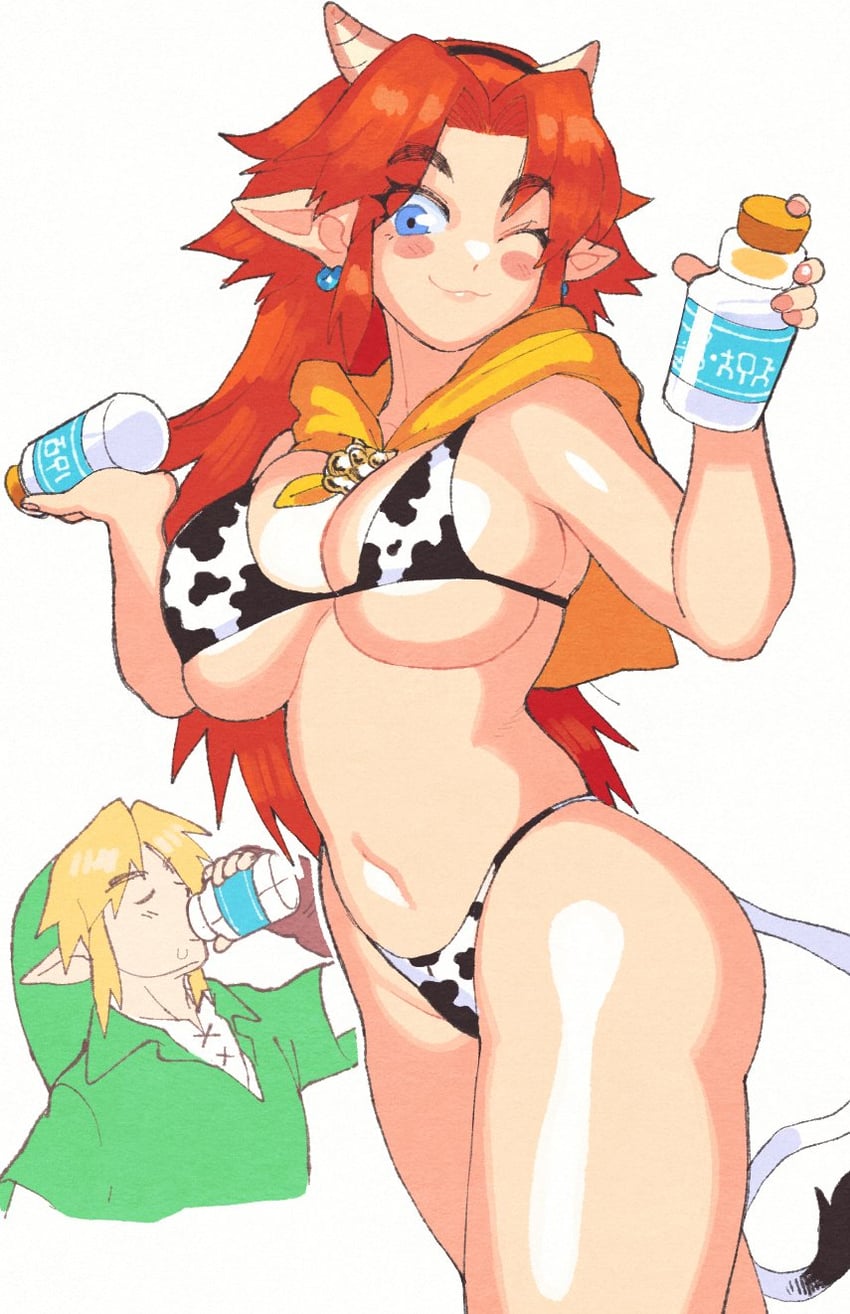 link and malon (the legend of zelda and 1 more) drawn by inkerton-kun