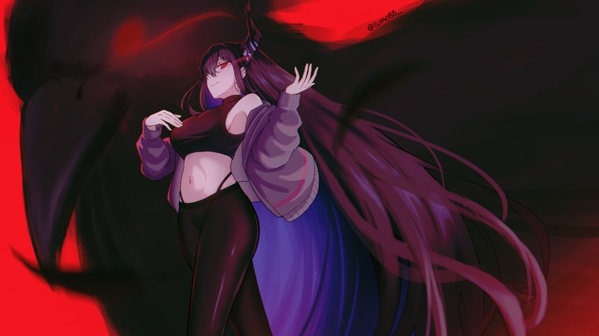 nerissa ravencroft and shadow (hololive and 1 more) drawn by sumosumo