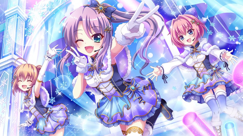 shikimiya mana, tsukisaka sayu, and hiiragi kae (re:stage!) drawn by izumi_tsubasu