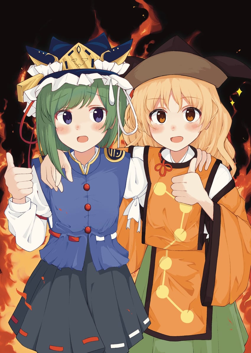 shiki eiki and matara okina (touhou) drawn by iyo_mamoru