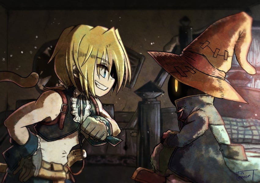 zidane tribal, black mage, and vivi ornitier (final fantasy and 1 more) drawn by watawata22