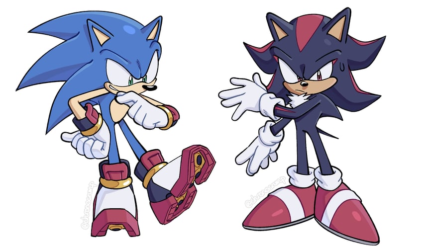 sonic the hedgehog and shadow the hedgehog (sonic) drawn by chronocrump