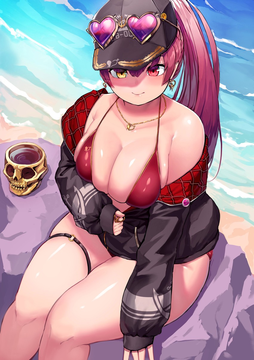 houshou marine, sans, and dokuro-kun (hololive and 1 more) drawn by tajyador