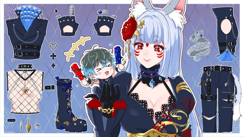 ike eveland and nina kosaka (nijisanji and 1 more) drawn by mugimugigo