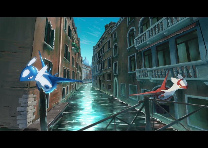 latias and latios (pokemon and 1 more) drawn by no-goku_(penicillium)
