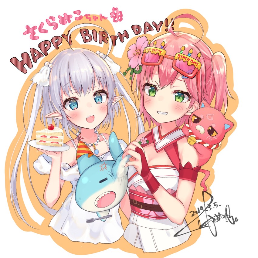 sakura miko, kintoki, else, and samenopoki (hololive and 1 more) drawn by fushimi_sameta