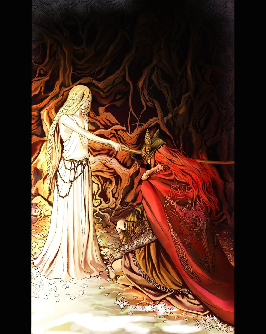 malenia blade of miquella and miquella (elden ring) drawn by 6yoojell6