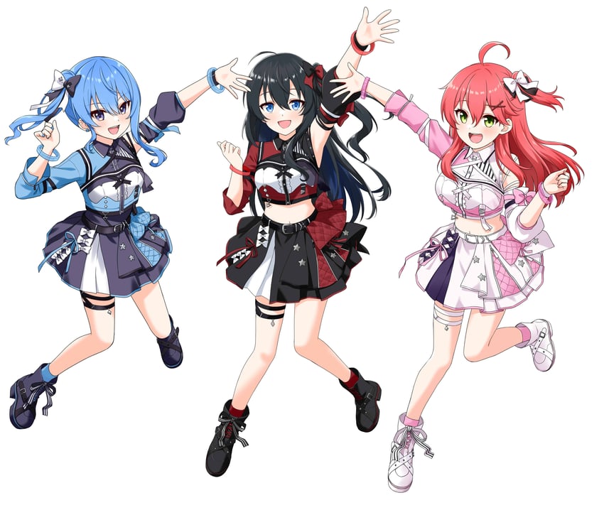 hoshimachi suisei, sakura miko, and bellezza felutia (original and 1 more) drawn by felutiahime