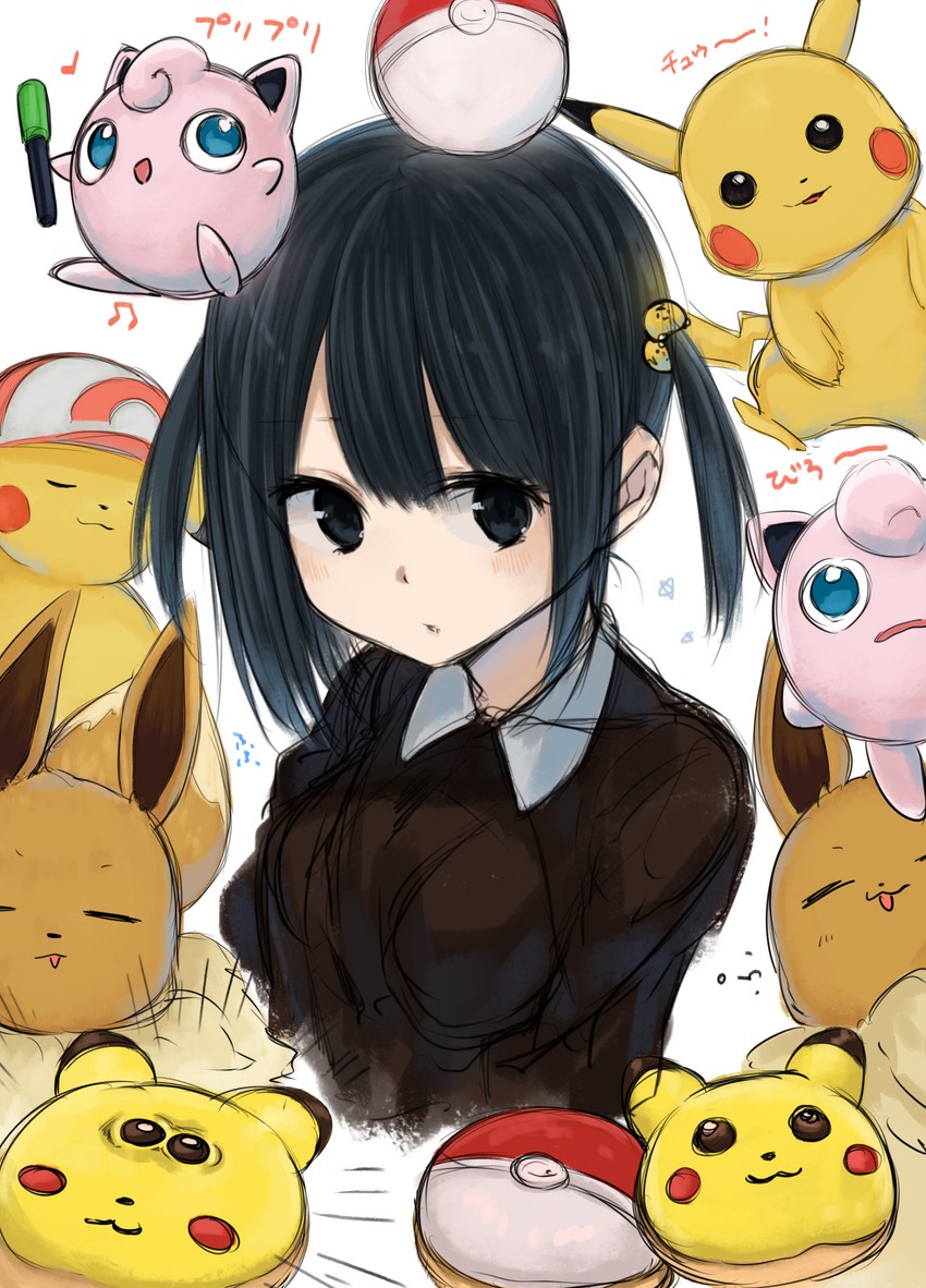 pikachu, eevee, and jigglypuff (original and 1 more) drawn by hoshimiya_aki