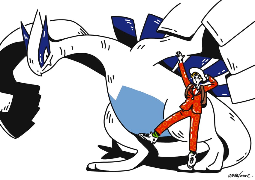 lugia (pokemon and 1 more) drawn by osare_graffiti