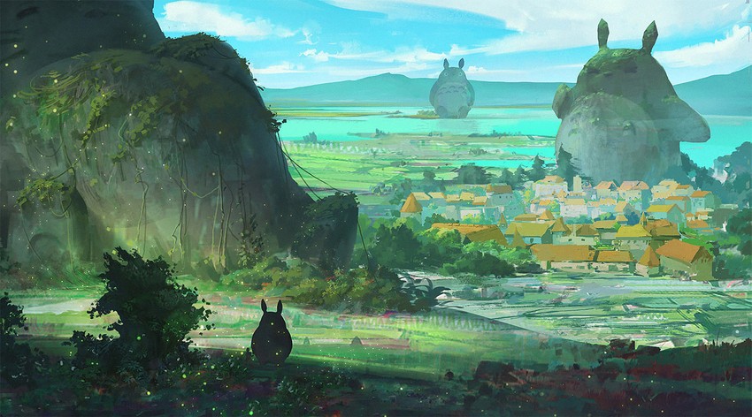 totoro (tonari no totoro) drawn by xian_yueyueyue