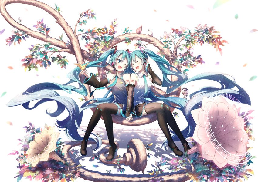 hatsune miku (vocaloid) drawn by maou_(mischief2004)