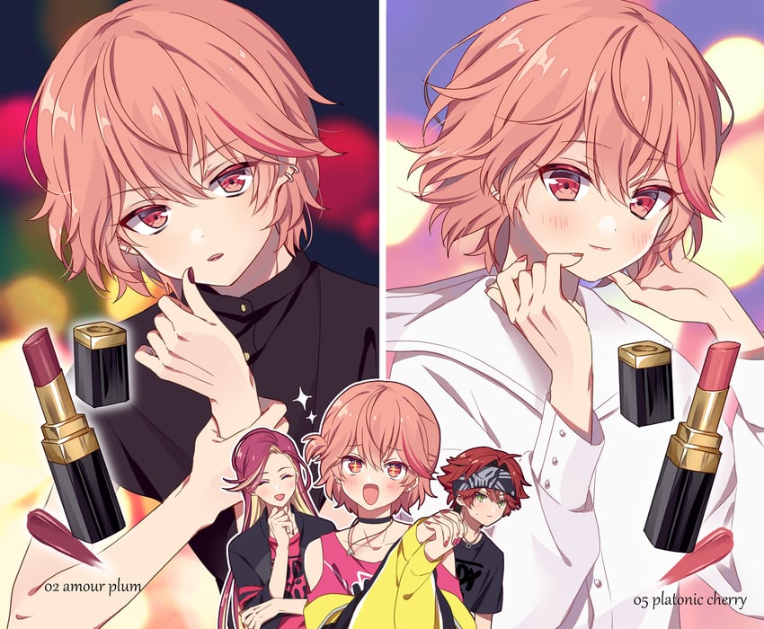 hinata mahiru, tsubaki kento, and kurenai ageha (dankira!!!) drawn by riku_(melty_drop)