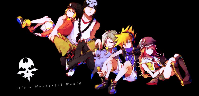 sakuraba neku, misaki shiki, nyantan, bito daisukenojo, kiryu yoshiya, and 1 more (subarashiki kono sekai) drawn by tsuyuxxx
