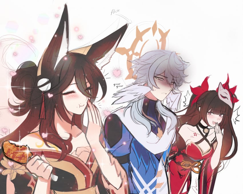 sparkle, sunday, tingyun, and fugue (honkai and 1 more) drawn by albedo_(xieow)