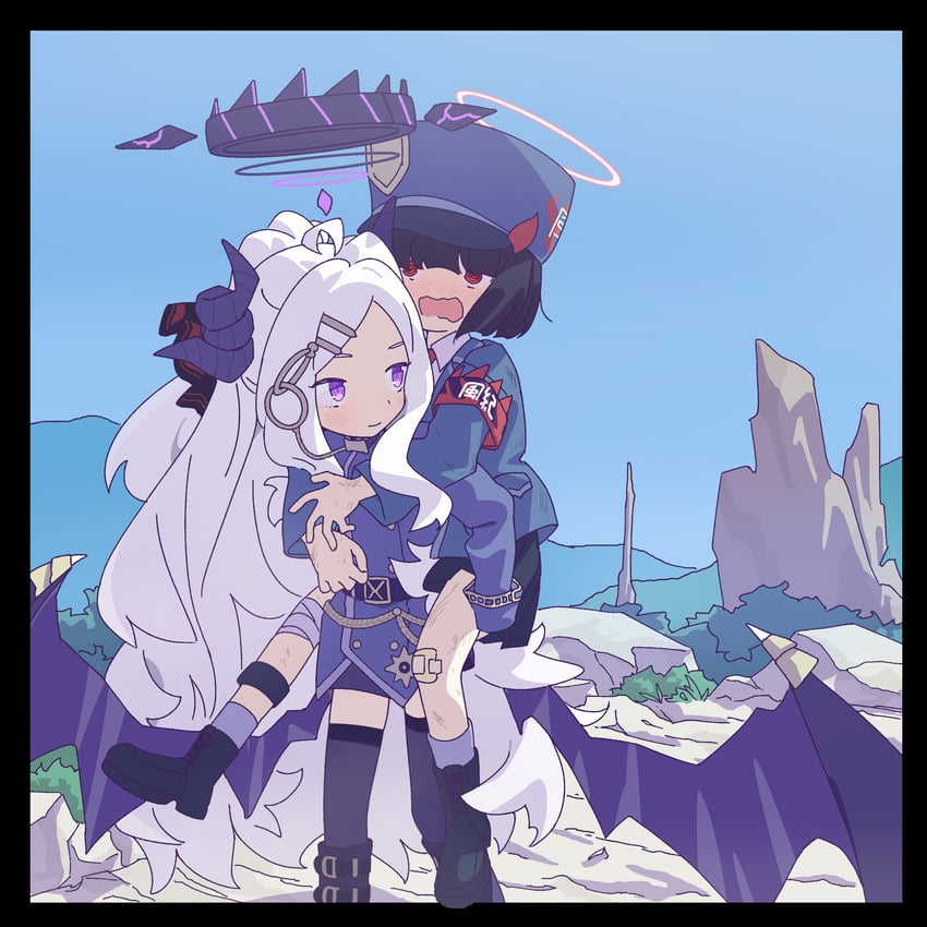 hina and prefect team member (blue archive) drawn by shimotsu.
