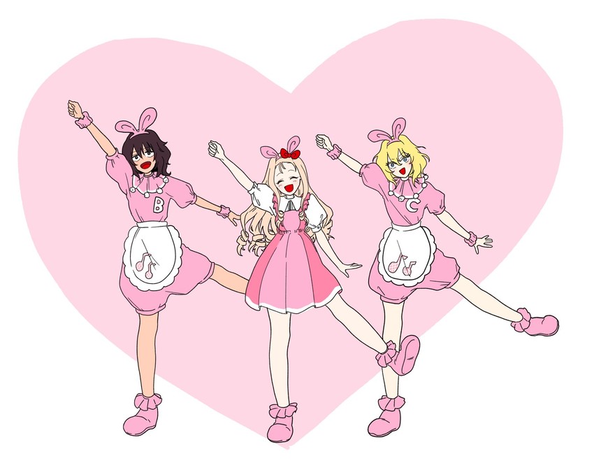 andou, oshida, and marie (girls und panzer) drawn by kani_aruki_(bucket_crawl)