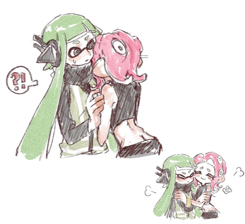 inkling player character, inkling girl, octoling player character, octoling girl, agent 8, and 1 more (splatoon and 2 more) drawn by gucandiyi52092