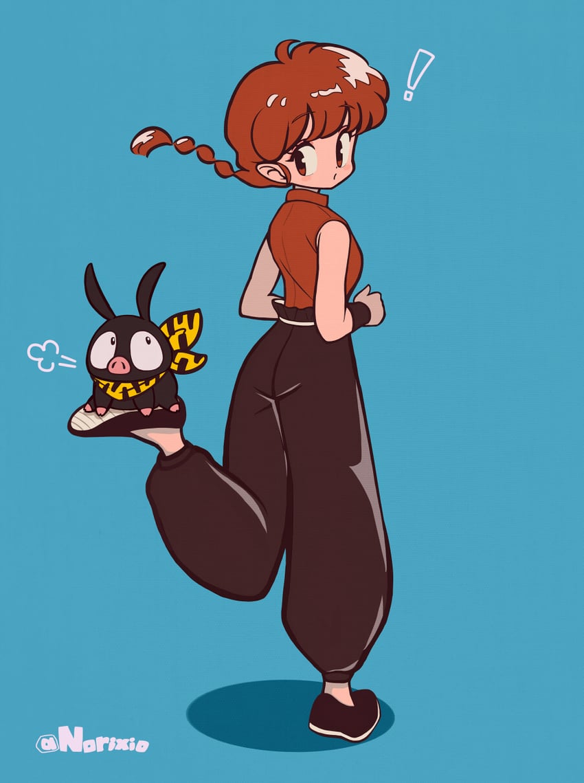 ranma-chan and p-chan (ranma 1/2) drawn by norixio