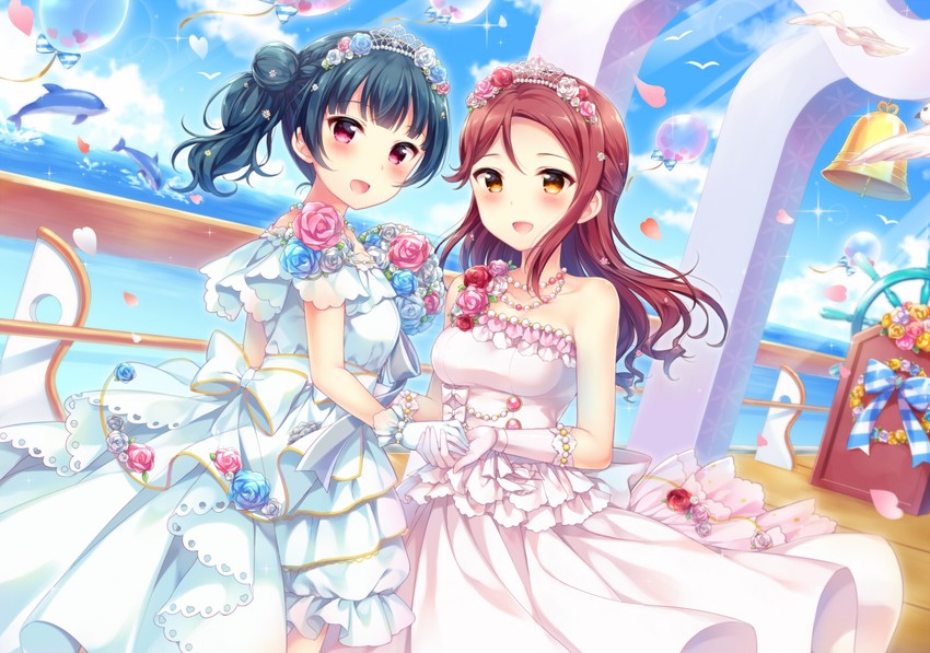 tsushima yoshiko and sakurauchi riko (love live! and 1 more) drawn by hazuki_(sutasuta)