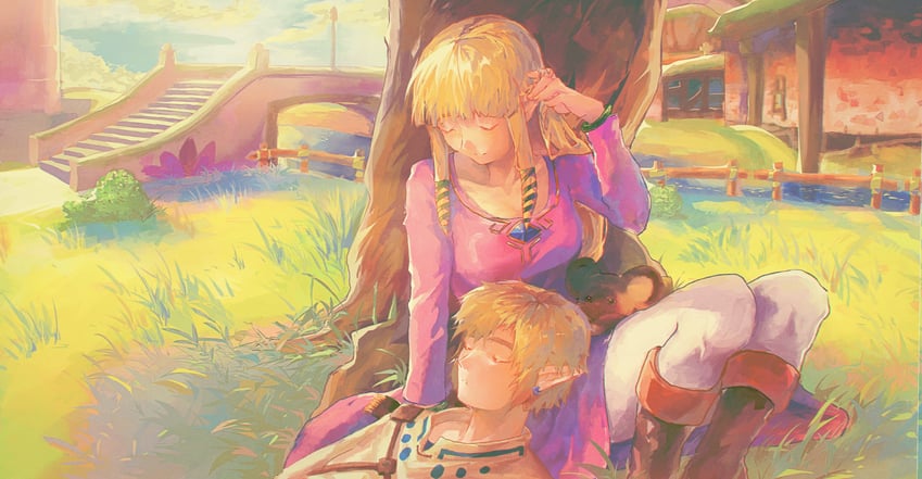 link and princess zelda (the legend of zelda and 1 more) drawn by biamaoosrhrs