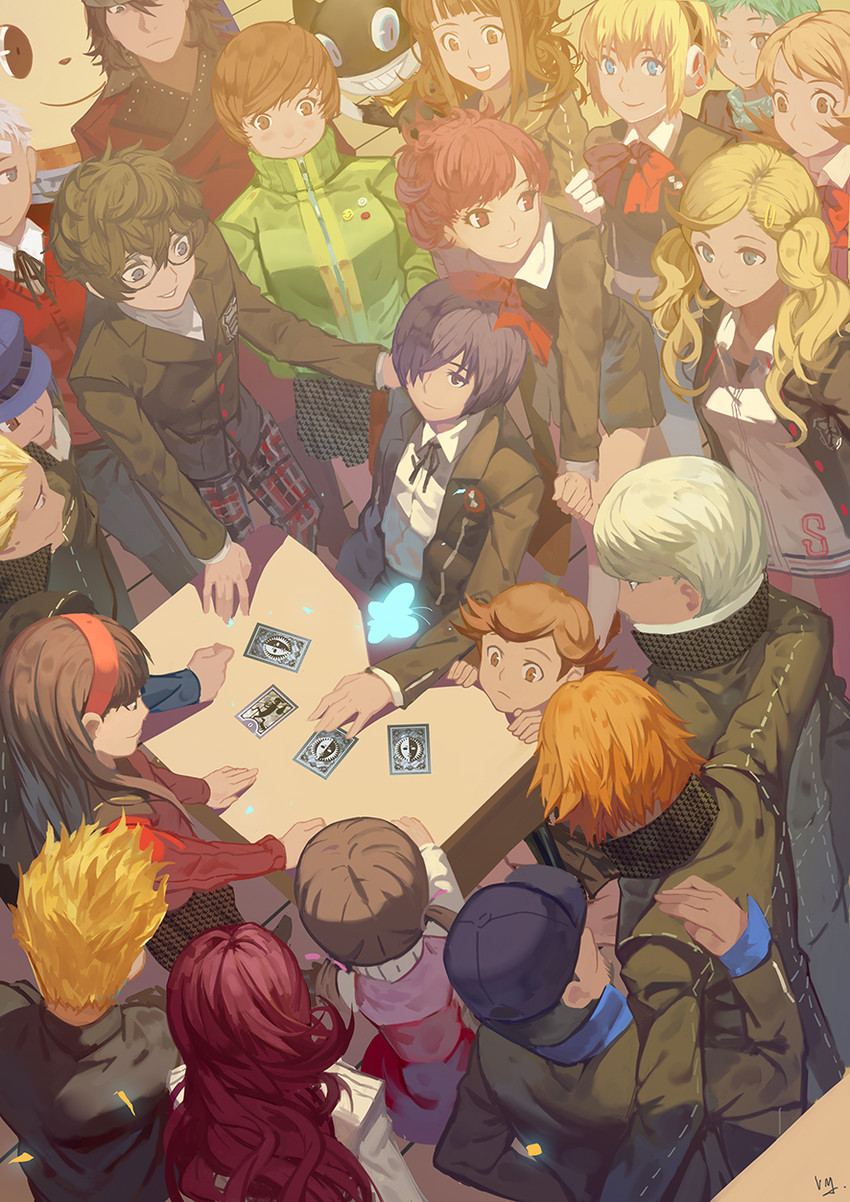 narukami yu, yuuki makoto, amamiya ren, shirogane naoto, satonaka chie, and 20 more (persona and 4 more) drawn by club3