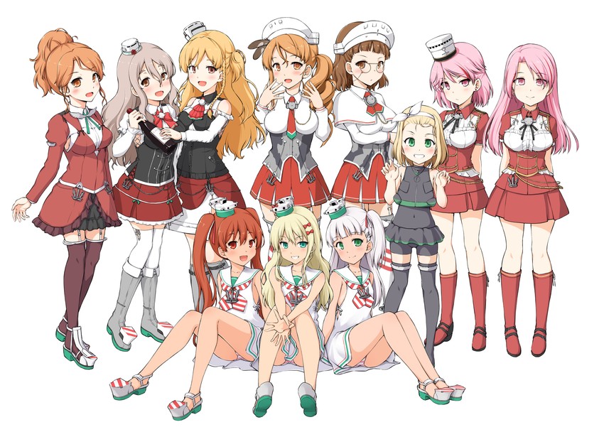 pola, libeccio, zara, littorio, roma, and 8 more (kantai collection) drawn by yuuki_kazuhito